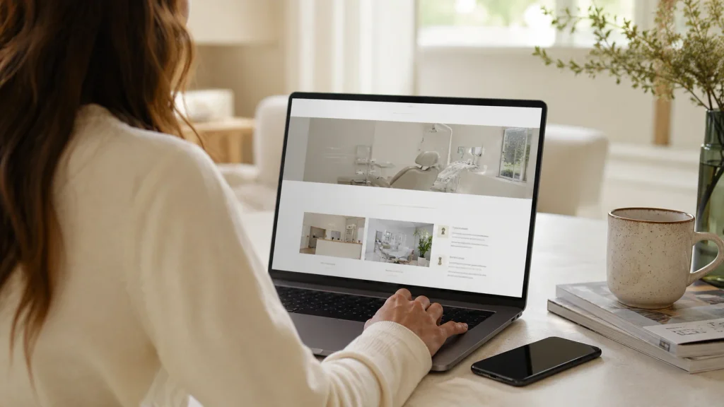 Usuario consultando la presencia digital de una clínica dental